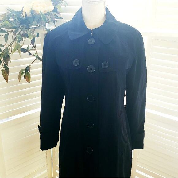 LONDON FOG BLACK MULTI POCKET LINED TRENCH COAT PM - Picture 7 of 9